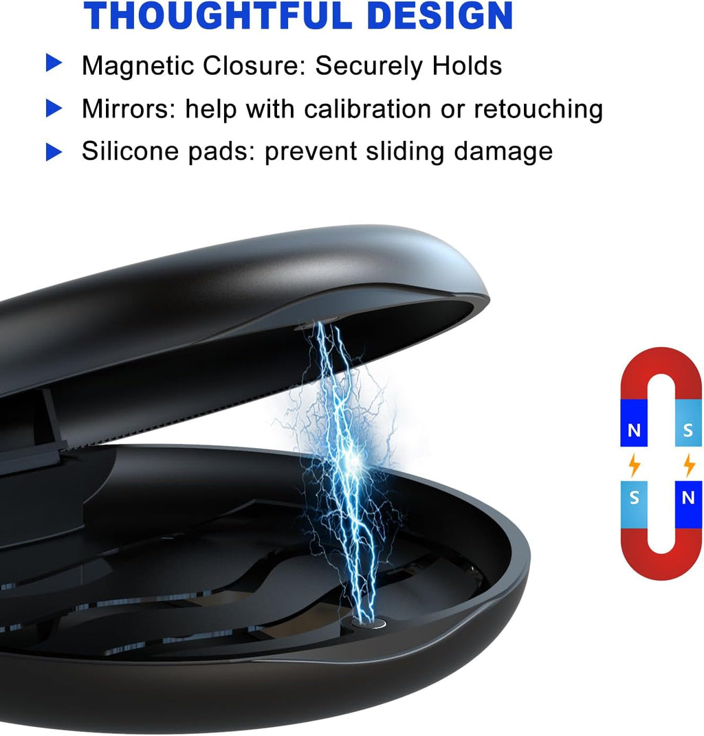 2-Pack Ultra-Thin round Aligner & Retainer Case with Magnetic Closure – Slim Portable Travel Container for Braces, Mouth Guard, Night Guard, Bpa-Free Anti-Slip Water Ripple Design (Black)