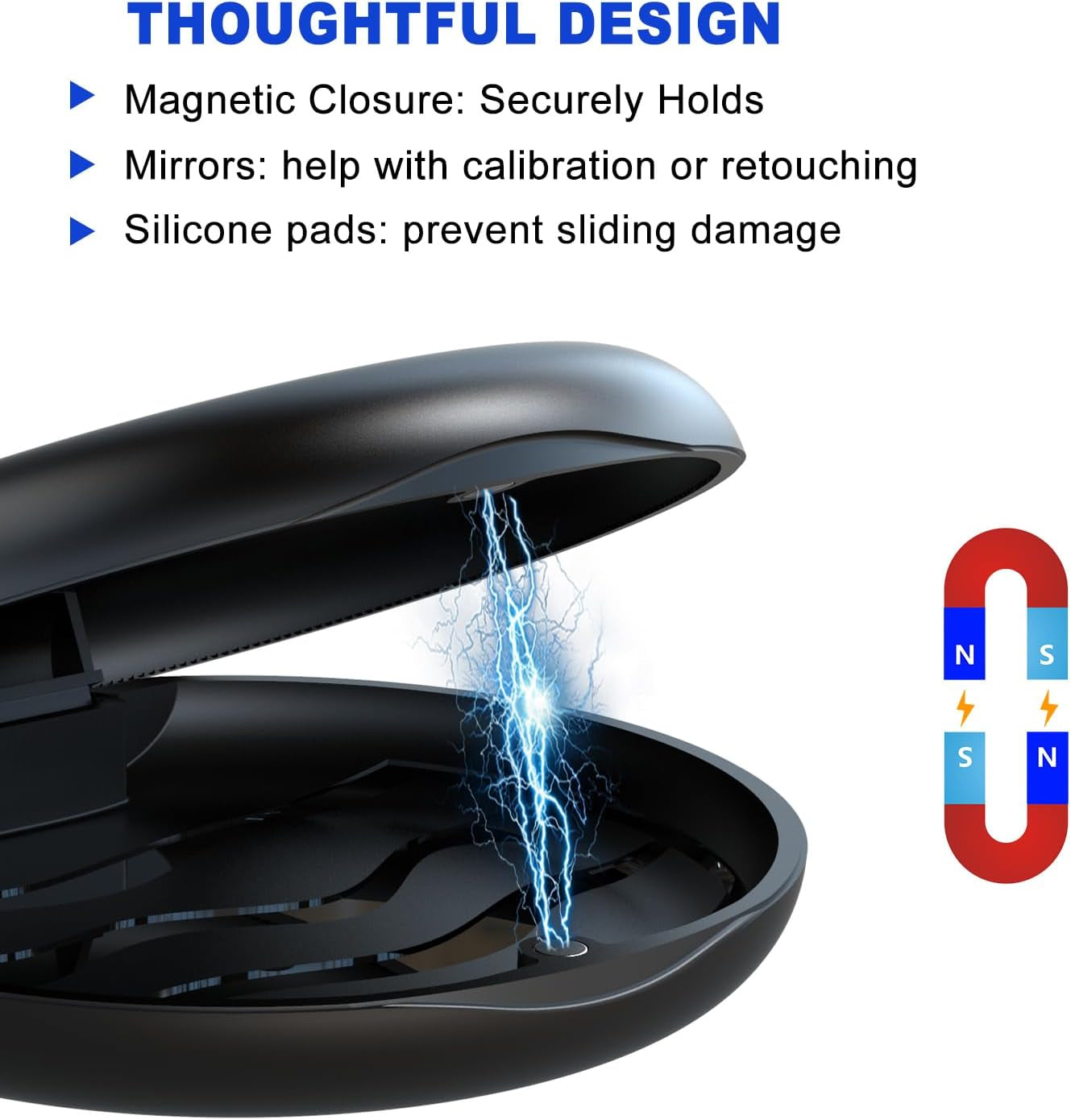 2-Pack Ultra-Thin round Aligner & Retainer Case with Magnetic Closure – Slim Portable Travel Container for Braces, Mouth Guard, Night Guard, Bpa-Free Anti-Slip Water Ripple Design (Black)