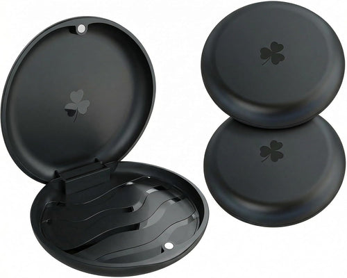 2-Pack Ultra-Thin round Aligner & Retainer Case with Magnetic Closure – Slim Portable Travel Container for Braces, Mouth Guard, Night Guard, Bpa-Free Anti-Slip Water Ripple Design (Black)